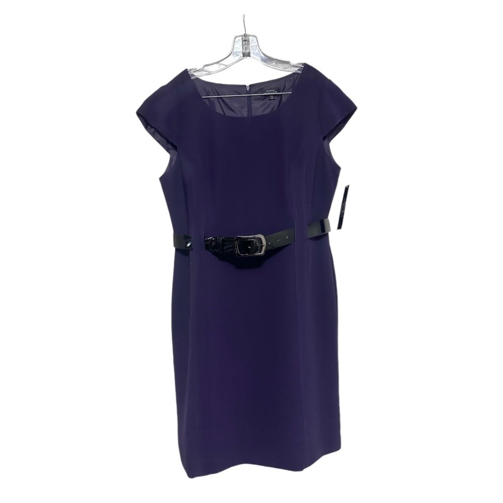 NWT TAHARI Arthur S Levine Women's Deep Purple Cap-Sleeved Sheath Dress sz 16